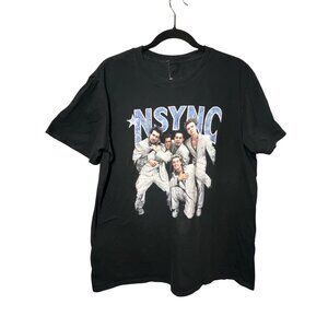 NSYNC Graphic Black Womens T-Shirt Medium Retro Boy Band Cotton Crewneck